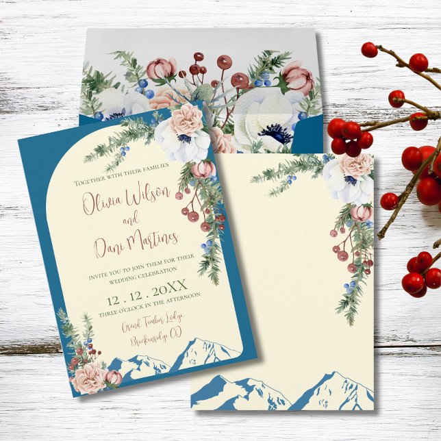 Winter Mountain Flowers Wedding Invitation (Créateur téléchargé)