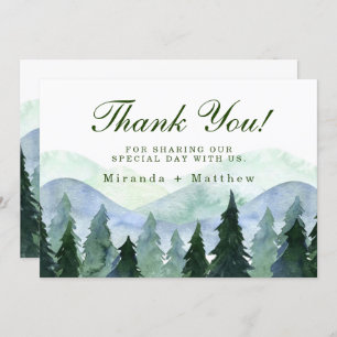 Winter Mountain Tree Scene Mariage Merci Cartes