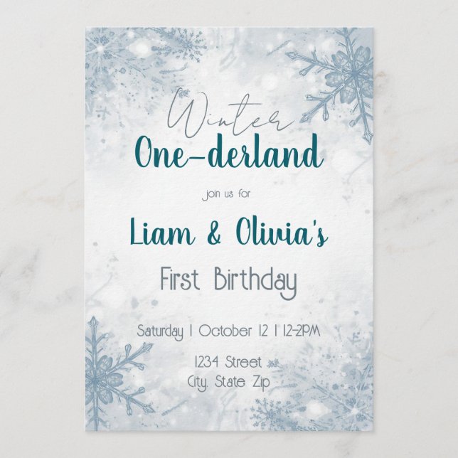 Winter ONE-derland First Birthday Invitation (Devant)