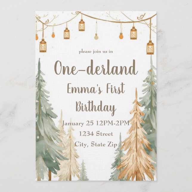 Winter ONE-derland First Birthday Invitation (Devant)