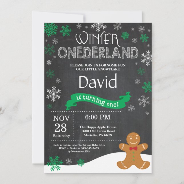 Winter Onederland 1er Anniversaire Invitation (Devant)