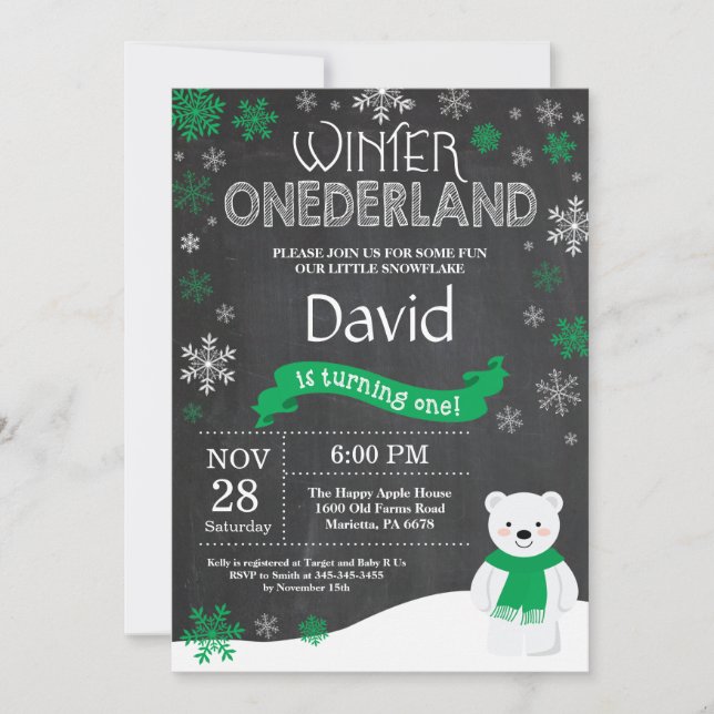 Winter Onederland 1er Anniversaire Invitation (Devant)