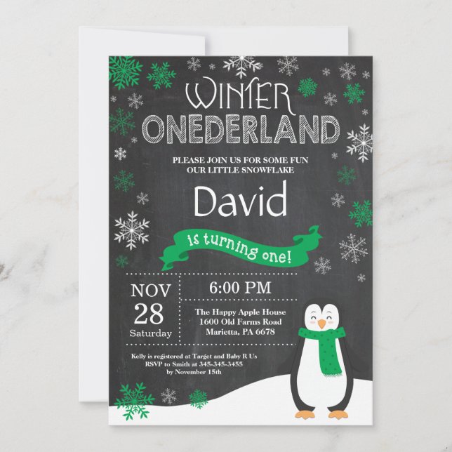 Winter Onederland 1er Anniversaire Invitation (Devant)