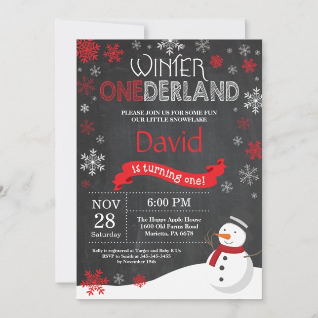 Winter Onederland 1er Anniversaire Invitation (Devant)