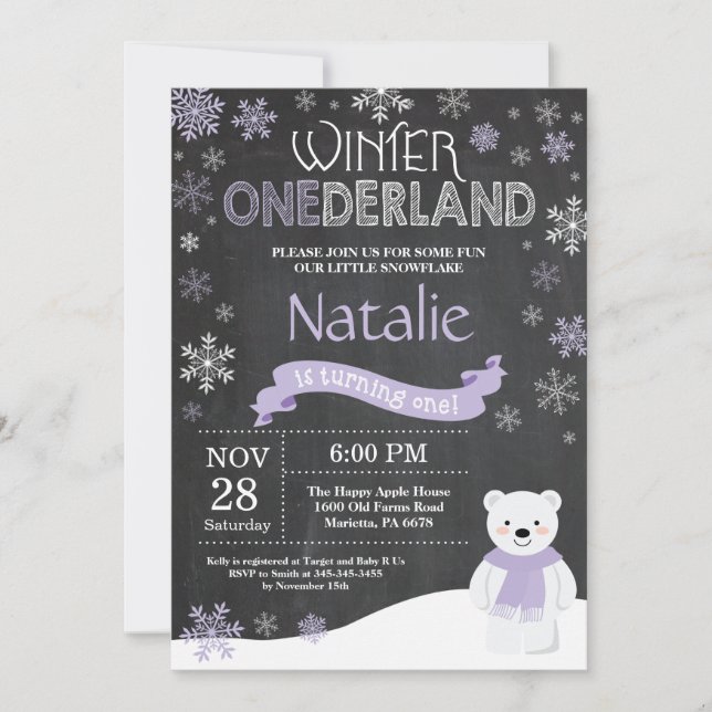 Winter Onederland 1er Anniversaire Invitation (Devant)