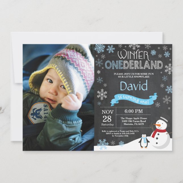 Winter Onederland 1er Anniversaire Invitation (Devant)