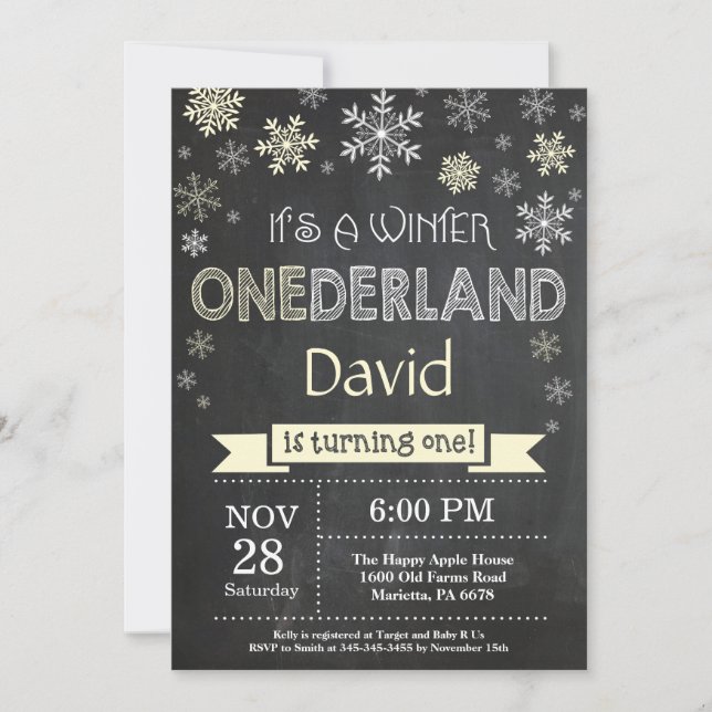 Winter Onederland 1er Anniversaire Invitation (Devant)