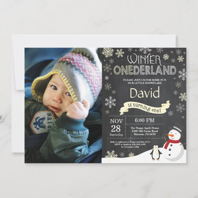 Winter Onederland 1er Anniversaire Invitation (Devant)