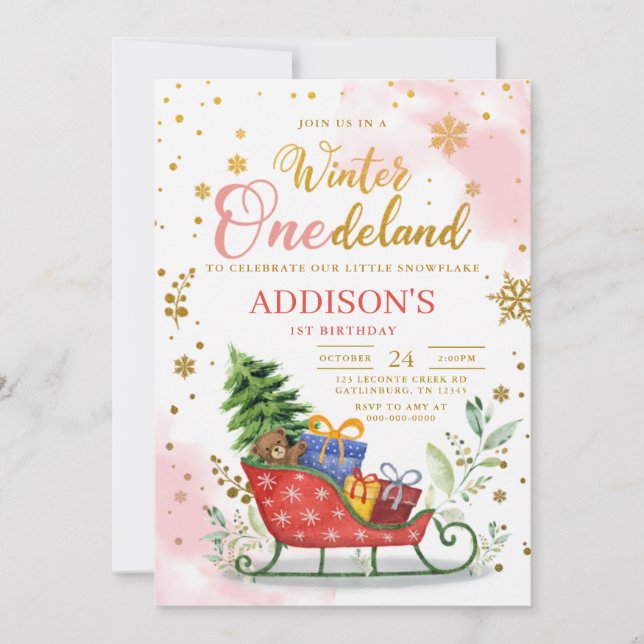 Winter Onederland 1er Anniversaire Invitation (Devant)