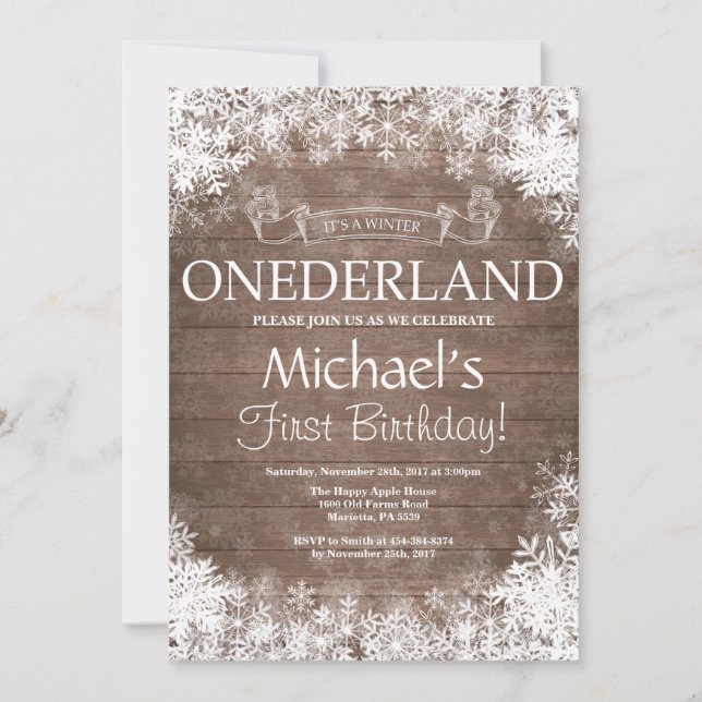 Winter Onederland 1er Anniversaire Invitation (Devant)