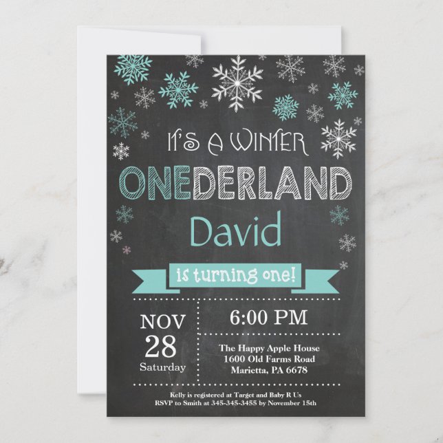 Winter Onederland 1er Anniversaire Invitation (Devant)
