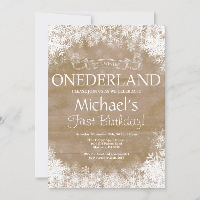 Winter Onederland 1er Anniversaire Invitation (Devant)