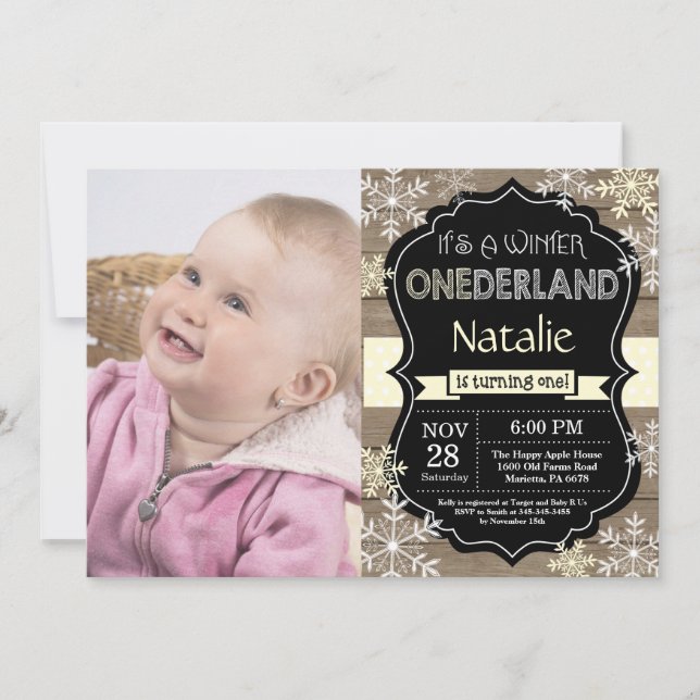 Winter Onederland 1er Anniversaire Invitation (Devant)