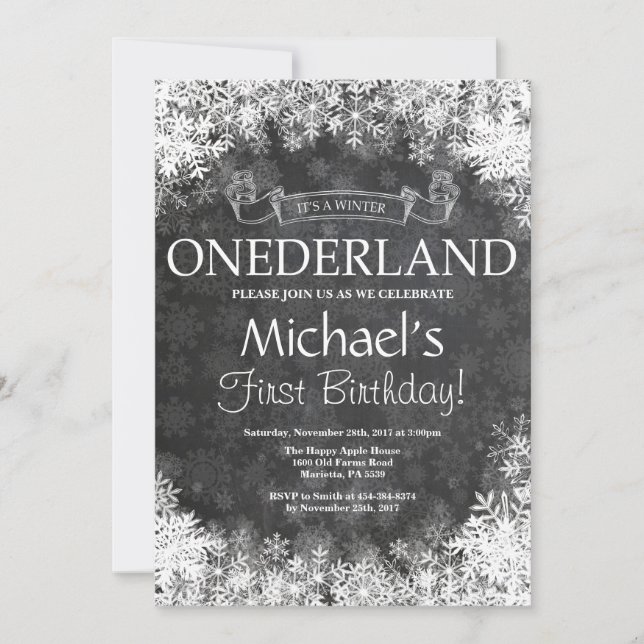 Winter Onederland 1er Anniversaire Invitation (Devant)