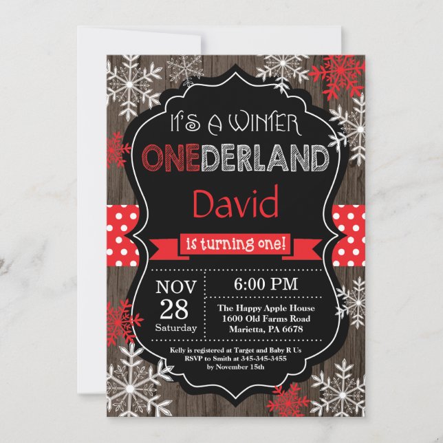 Winter Onederland 1er Anniversaire Invitation (Devant)