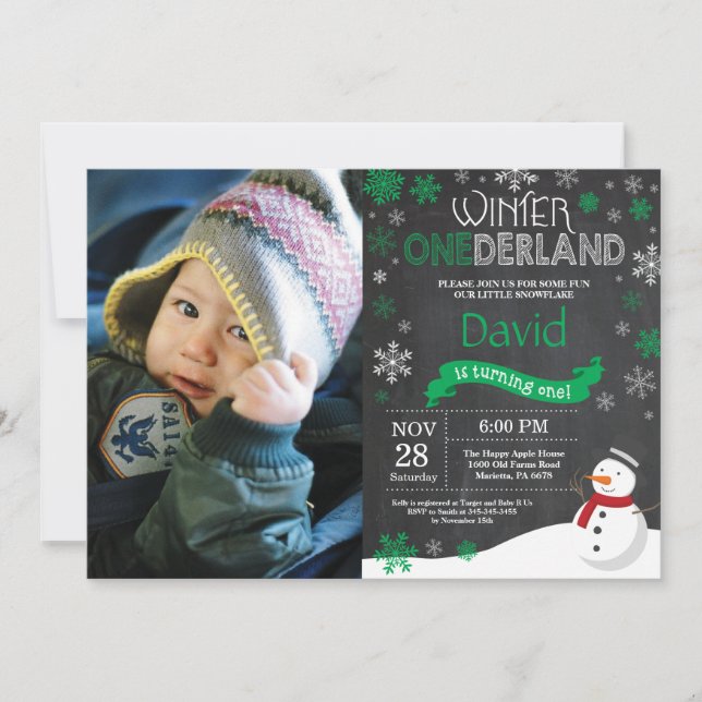 Winter Onederland 1er Anniversaire Invitation (Devant)
