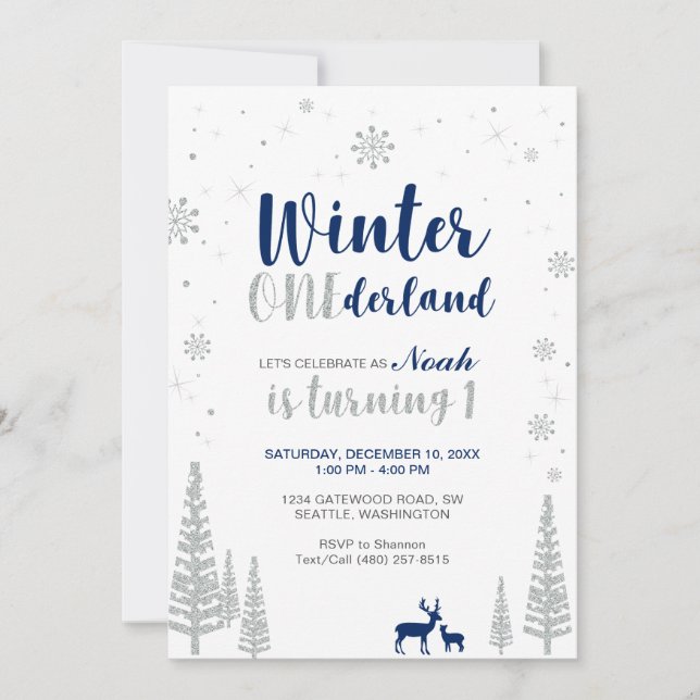 Winter Onederland 1er Anniversaire Invitation - Ga (Devant)