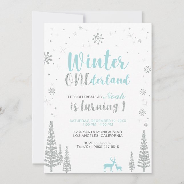 Winter Onederland 1er Anniversaire Invitation - Ga (Devant)