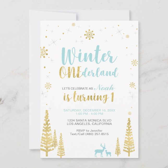 Winter Onederland 1er Anniversaire Invitation - Ga (Devant)