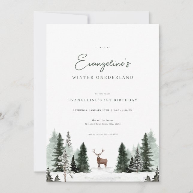 Winter Onederland 1er Invitation d'anniversaire (Devant)