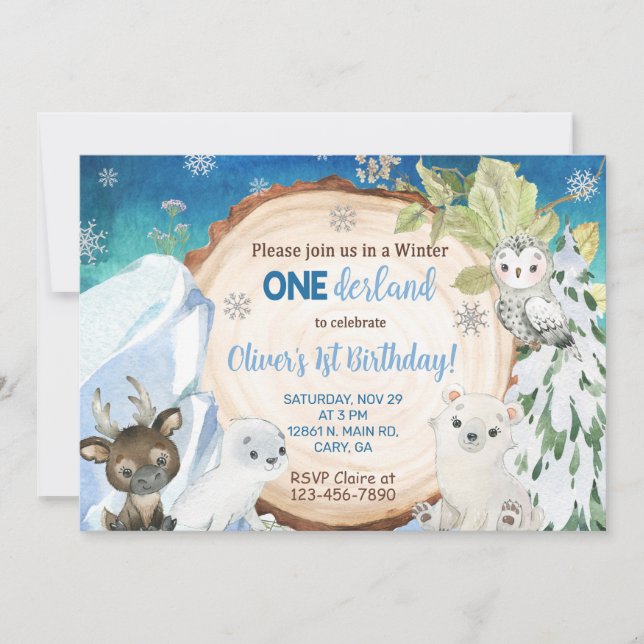 Winter Onederland 1er, invitation de premier anniv (Devant)