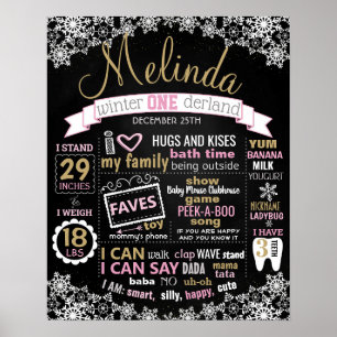 Winter Onederland Anniversaire fille en tableau no