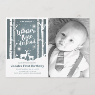 Winter Onederland anniversaire invitation Deer Bir