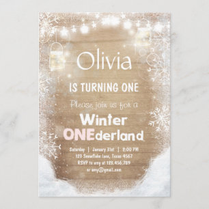Winter Onederland anniversaire invitation Neige ro