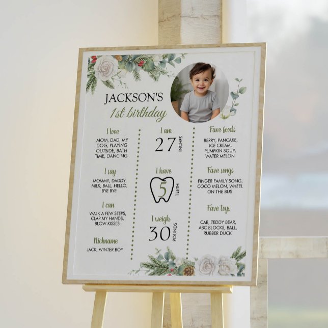 Winter Onederland Anniversaire Photo Jalon Poster (Créateur téléchargé)