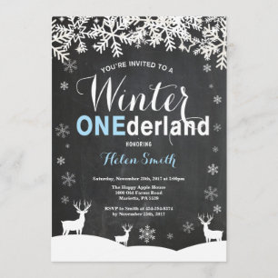 Winter Onederland Boy 1er Anniversaire Invitation