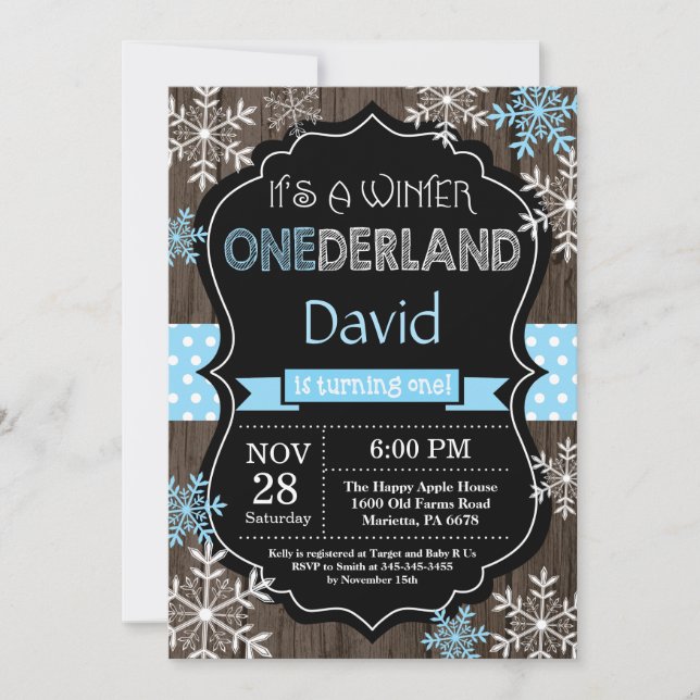 Winter Onederland Boy 1er Anniversaire Invitation (Devant)