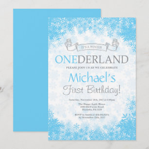 Winter Onederland Boy 1er Anniversaire Invitation