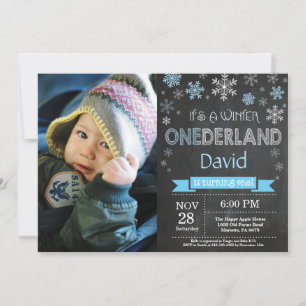 Winter Onederland Boy 1er Anniversaire Invitation