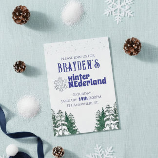 "Winter ONEderland" Boy's 1st birthday invitation