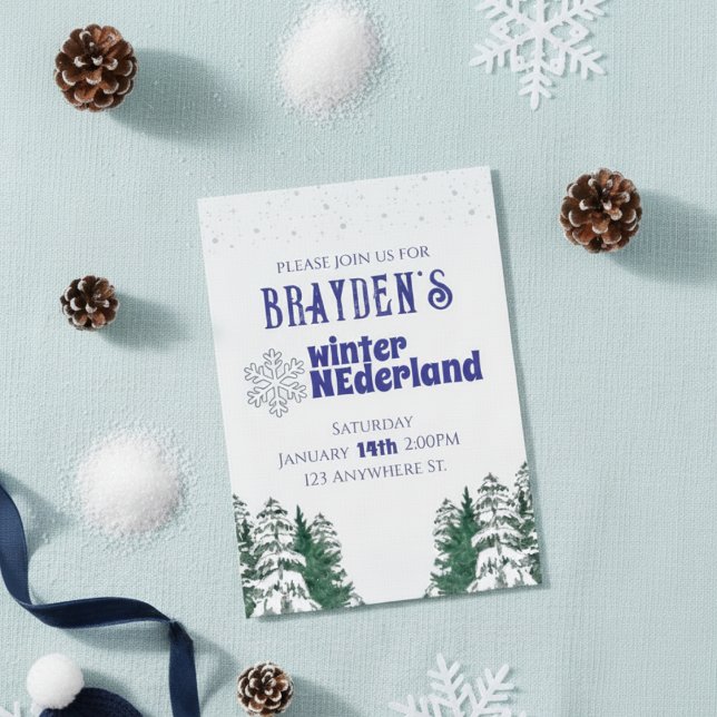 "Winter ONEderland" Boy's 1st birthday invitation (Créateur téléchargé)