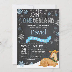 Winter Onederland Deer 1er Anniversaire Invitation