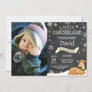 Winter Onederland Deer 1er Anniversaire Invitation