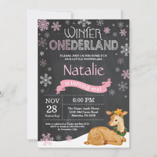 Winter Onederland Deer 1er Anniversaire Invitation