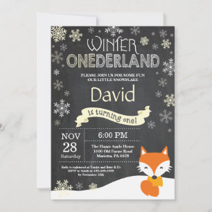 Winter Onederland Fox 1er Anniversaire Invitation