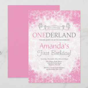 Winter Onederland Girl 1er Anniversaire Invitation