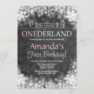 Winter Onederland Girl 1er Anniversaire Invitation