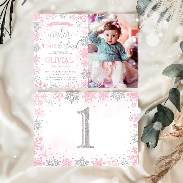 Winter Onederland Girl 1er Anniversaire Invitation (Créateur téléchargé)