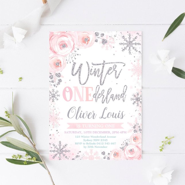 Winter ONEderland Girl 1st Birthday Invitation (Créateur téléchargé)
