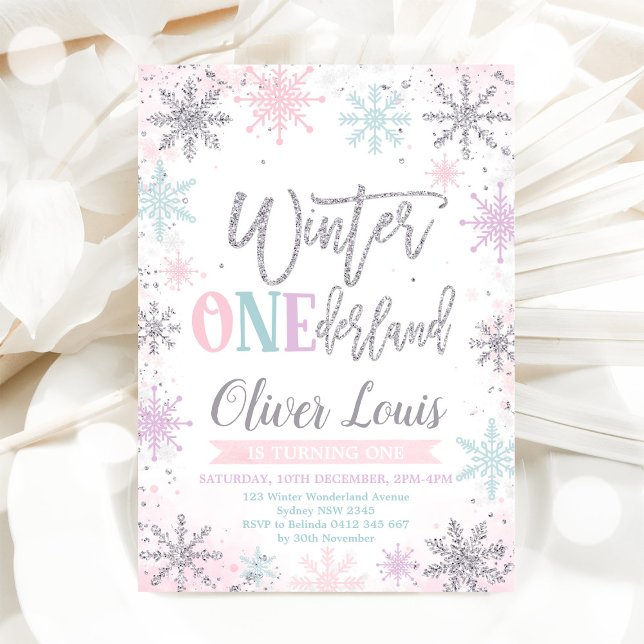 Winter ONEderland Girl 1st Birthday Invitation (Créateur téléchargé)