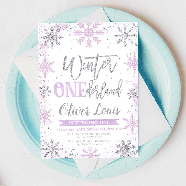 Winter ONEderland Girl 1st Birthday Invitation (Créateur téléchargé)