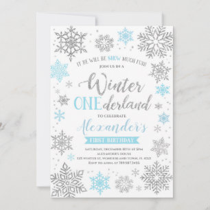 Winter Onederland Invitation Bleu et Argent