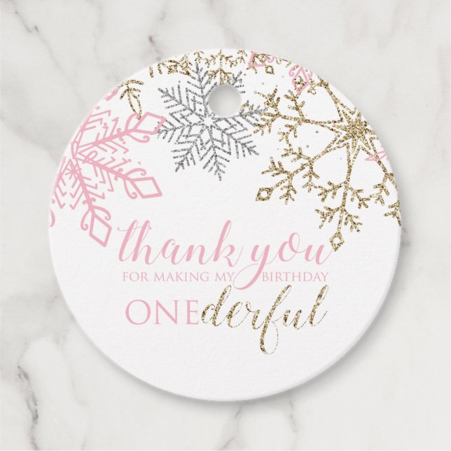 Winter ONEderland Merci étiquette de faveur (Devant)