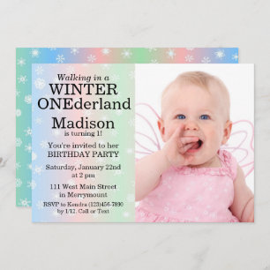 Winter Onederland Photo personnalisée Invitation A