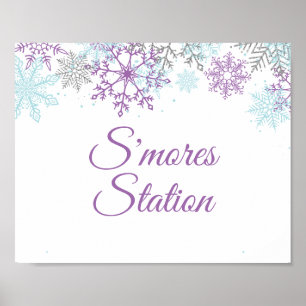 Winter Onederland S'mores Station Poster pourpre