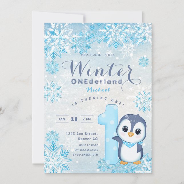 Winter Onederland Snowflakes Blue Boy 1er annivers (Devant)